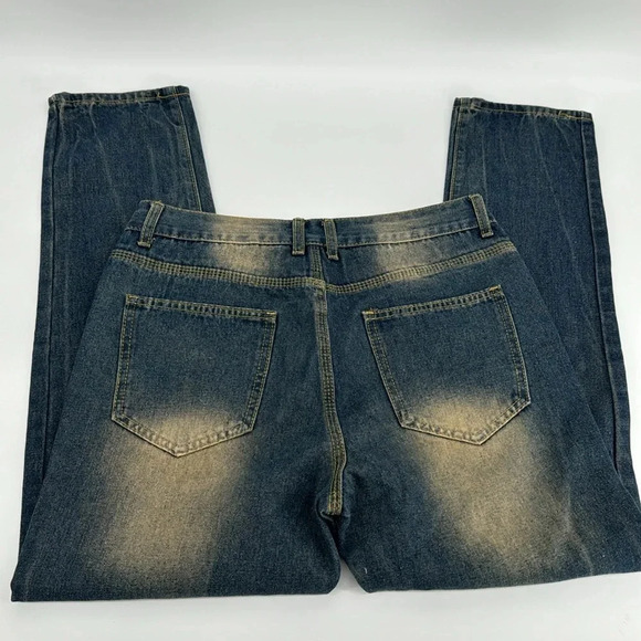 Cool Patchwork Streetwear Mens Jeans Size 32 - Picture 5 of 11